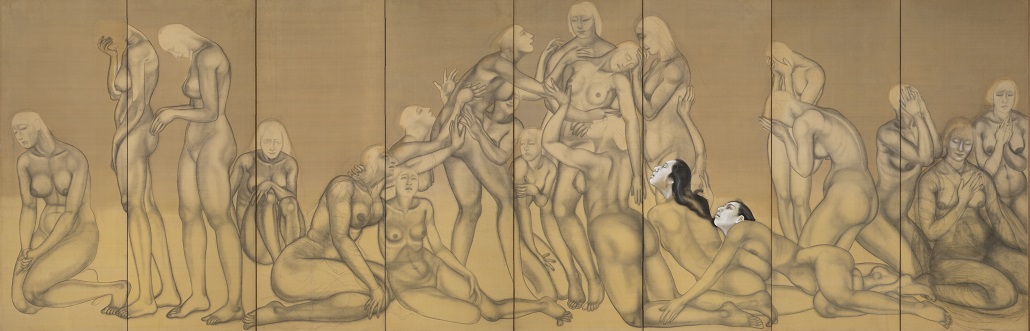 《 畜生塚 》 、 1915 （大正 4 ）年頃 、絹本着色・八曲一隻、 194.0 × 576.0cm 、京都国立近代美術館