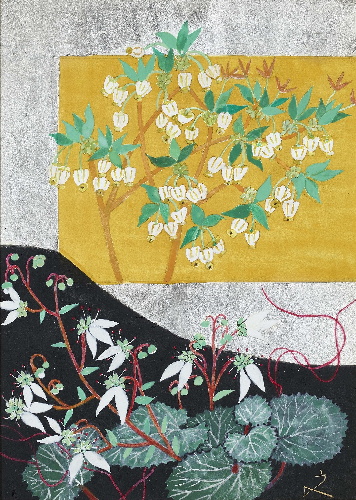 福田豊四郎【模写】花図 新美術人協会 創造美術 秋田の人 掛軸24011730 福田豊四郎【模写】花図 新美術人協会 創造美術 秋田の人 掛軸24011730